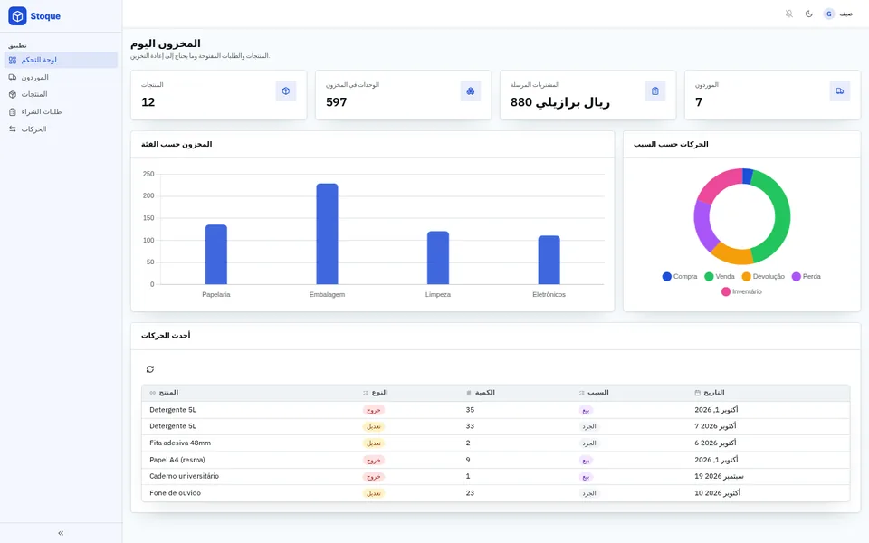 لقطة شاشة لتطبيق Stoque