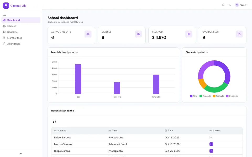 Screenshot of the Campus Vila app