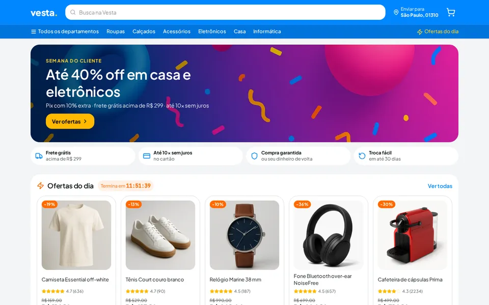 Vesta: Online store with cart and WhatsApp checkout
